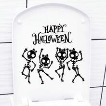 1pc Halloween Skeleton Dancing Horror Toilet Sticker, PVC Removable Halloween Ghost Decorative Wall Decal, Holiday Home Party Self-Adhesive Sticker - 33199-skeleton Dance - View 1