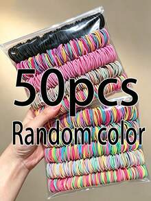 50/200/500 pezzi - Nuovi elastici per capelli sottili in colori misti casuali, fasce di gomma per acconciature e trecce per ragazze, accessori per capelli alla moda e versatili - Multicolore - Visualizzare 7