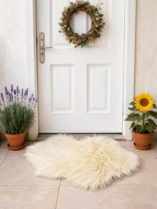 1pc Beige Cloud-Shaped Faux Fur Rug, Soft & Washable Bedroom Or Living Room Floor Mat, Cloud-Shaped, Comfortable & Fashionable Home/Living Room Decor, Girls Bedroom Carpet, Fluffy Cozy Rug For Winter, Best Winter & New Year Gift - Multicolor - View 9
