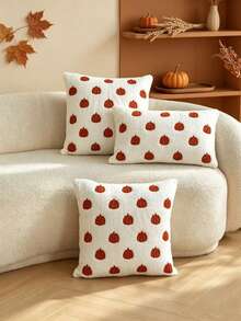 LCUHPCL 1 Stück Herbst/Winter Thanksgiving Kunstfell 3D bestickter Kürbis Kissenbezug, Heimdekoration für Wohnzimmer, Schlafzimmer, Party, Auto und andere Umgebungen - Gebrannte Orange - Übersicht 2