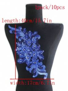15pcs/Pack Assorted Color Mesh Lace Embroidered Crystal Beaded Handmade Applique, DIY Clothing Accessory, Bridal Dress Decor, Length: 40cm, Width: 17cm - A - View 39