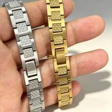 1pc Fashionable Cool Stainless Steel Animal Element Bracelet, Geometric Pattern Design, Suitable For Men, Women, Couples For Daily, Party, Business, Wedding, Banquet Wear, Versatile Accessory, Hip-Hop Punk Style, Perfect Gift For Holidays And Birthdays, All Season Wear - Silver - View 5