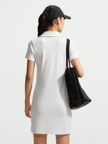 Nike 女款 AS W NK CHLL 針織 Polo 短袖洋裝 IO2719-100 - 黑與白 - 查看 2