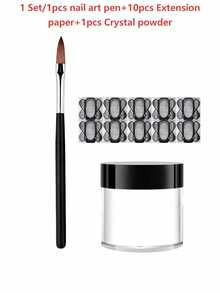 6/14/12/5pcs 10g Nail Powder Set, Powder & Liquid Set, Includes Glitter 3D Nail Brush Crystal Liquid Set, Black White Transparent Powder Set, Suitable For Beginners Home Use, With Nail Brush - Multicolor - View 7