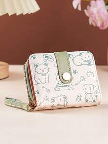 New Minimalist Girl's Wallet, Cute Cat Pattern Coin Purse/Multi-Function Card Holder, Multi-Slot Design, Can Be Used As Coin Purse, Mini Wallet. - Multicolor - View 11