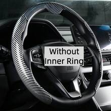 3pcs Non-Slip Steering Wheel Cover - Faux Carbon Fiber Pattern + Minimalist Style + High Gloss High Reflective + Center Alignment Marker + Embedded Easy Installation + ABS Resin Base; For Car/Pickup/SUV/MPV/Van/D-Shape/O-Shape/Round Steering Wheel - Faux Carbon Fiber Pattern - View 8