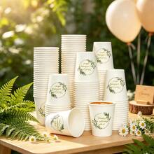 10/20/40Pcs 9oz Floral Disposable Paper Cups Thank You For Celebrating With Us Print Cups For Wedding Bridal Shower Engagement Birthday Holiday Party Table Decor Supplies - View 2