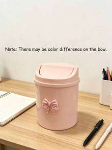 1pc Elegant Butterfly Decor Portable Trash Can With Lid, Mini Desktop Waste Basket, Home Use Trash Can With Lid, No Power Required, Suitable For Office, Living Room Or Desk, Home Desktop And Drawer Storage - Multicolor - View 12