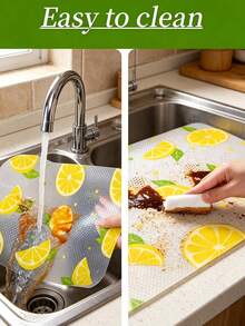 Waterproof Refrigerator Mat, 3 Mixed Colors - Moisture-Proof, Non-Slip, Washable And Reusable, EVA Material, Featuring Novel Strawberry, Lemon, Cherry Patterns, Suitable For Refrigerator, Drawer, Shoe Cabinet, Kitchen Cabinet Decoration - Multicolor - View 2