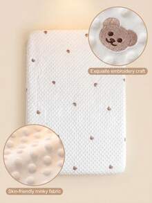 1pc Soft & Comfortable Bear Plush Crib Fitted Sheet, Suitable For All Seasons - Multicolor - View 8
