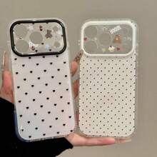2pcs Polka Dot Phone Case Compatible With Apple 17PROMAX/16plus/15/14/13/12/11/17pro, White Background With Precise Cutouts - White - View 2