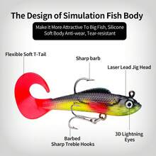 Mixed Fishing Lures Tackle Kit, Hard Soft Lures Set Contains VIB Popper Cicada Metal Spoon Curly Tail Swimbaits With Compartment Storage Box, Freshwater Saltwater Fishing Tackle For Bass Trout Pike Perch Angling - Multicolor - View 8