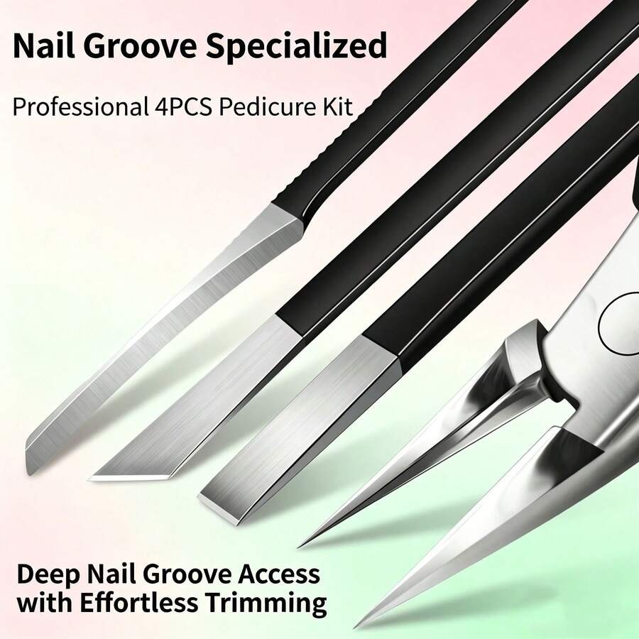 1/3/4pcs Black Handle Pedicure Set, Includes Large And Small Nail Clippers, Cuticle Scissors, Foot Scraper And Nail File, Comprehensive Care For Nails, Thick Toenails And Calluses, Suitable For Elderly, Pedicurists Daily Use, Ideal Gift For Men - Multicolor - View 1