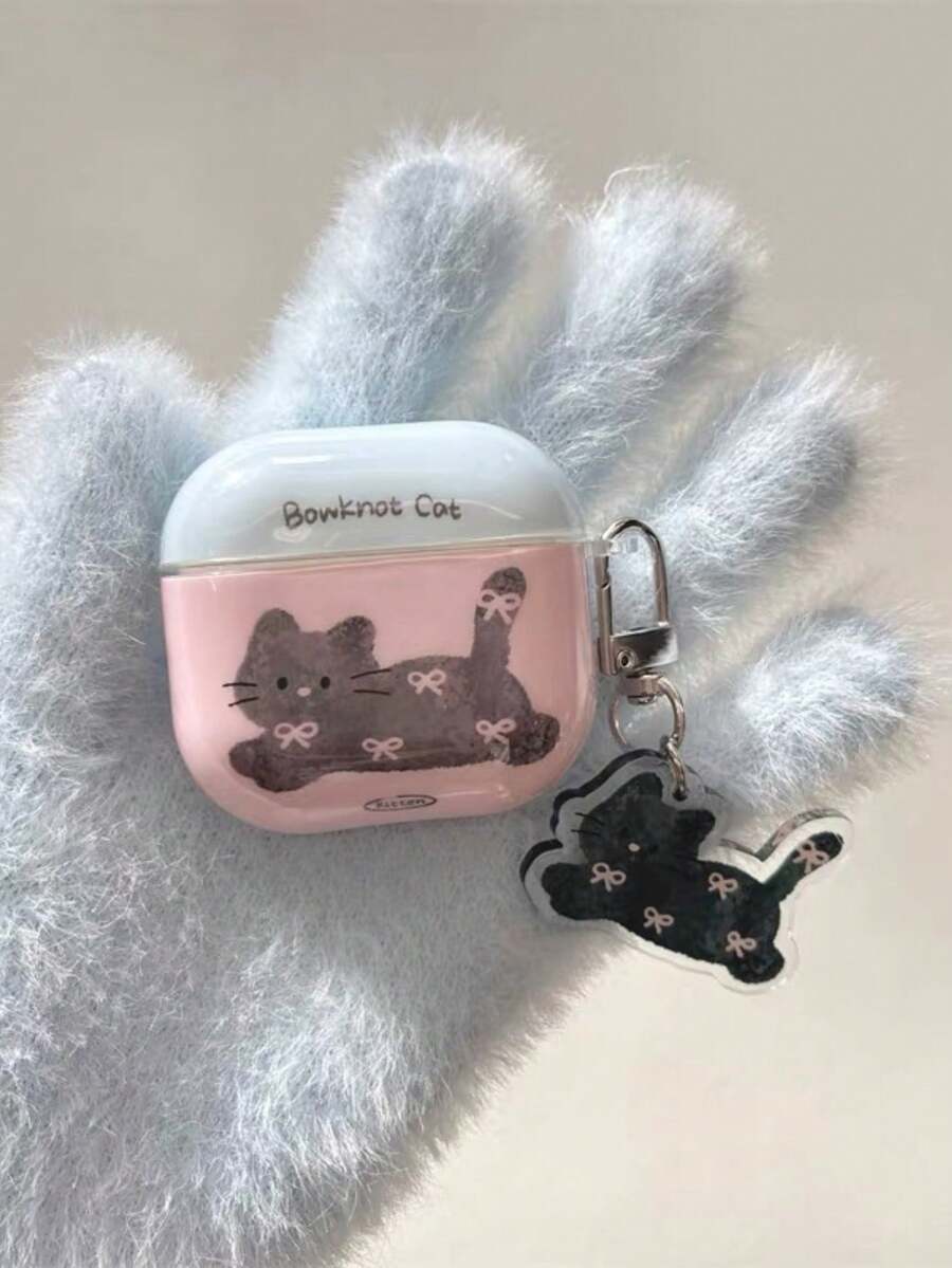 Casing Pelindung Pods Kucing Pita Merah Muda untuk Anak Perempuan, Pod 4, Pod 3, Kompatibel dengan Casing Earphone Apple Pro Generasi ke-2, Bluetooth Nirkabel Generasi ke-3, Pods Generasi ke-2, Pod Pro Generasi ke-4 5 - Berwarna merah muda - View 1