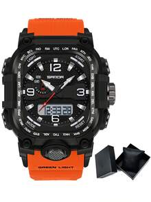 SANDA. SANDA Luxury Brand Dual Display Men's Watch Luminous Waterproof TPU Soft Strap Large Dial Chronograph Calendar Sports Wristwatch - one-size - View 19