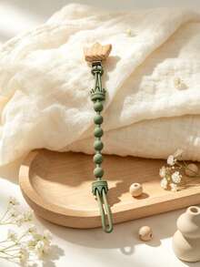 Cadena para chupete, cuerda anti-caída para juguete, nombre personalizado, diseño de estilo corona con cuentas, material de silicona, duradero, regalo para bebé - Multicolor - Ver 11