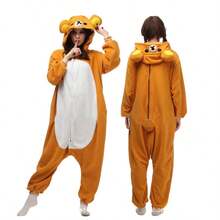 San-X Rilakkuma 卡通動物情侶睡衣，舒適居家服，適合秋冬與萬聖節穿著 - 彩色 - 查看 2