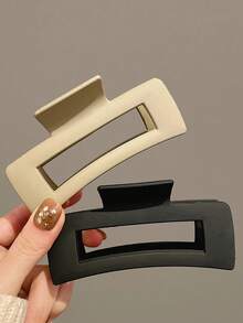 1pc/2pcs/3pcs/4pcs Minimalist Matte Texture Square Large Hair Claw Clip For Thick Hair, Suitable For Half-Up And Updo Hairstyles - Multicolor - View 12