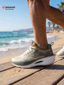 EDIXIM Summer Professional Road Running Shoes For Men And Women, Marathon Jump Rope, Ultra-Lightweight Soft Sole Anti-Slip Sports Shoes, Breathable Mesh Upper - Khaki - View 2