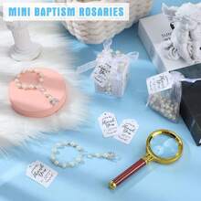 4/20/40/60/80/120pcs Holy Communion Blessing Set, Includes Mini Prayer Beads, Gift Box, Fabric Bag And Card, Suitable For Baptism And Wedding Gifts - View 8