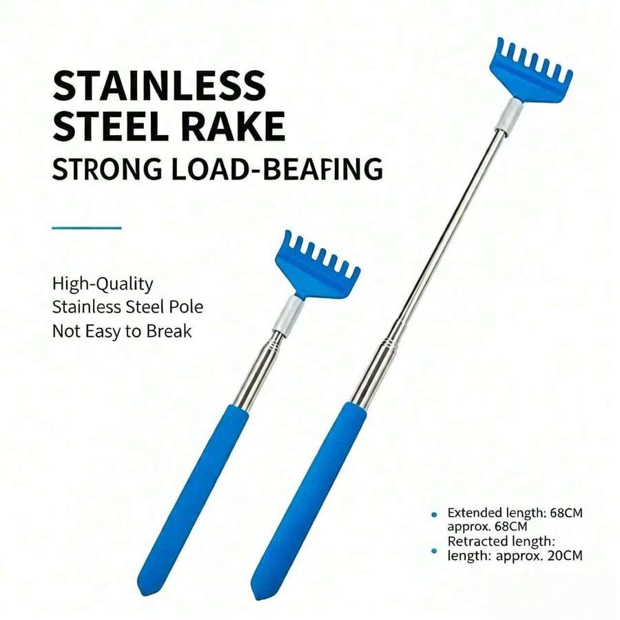 1/2PCS Stainless Steel Extendable Back Scratcher, 5-Section Adjustable Telescopic Itch Scratcher For Elderly Independent Use, Portable Itching Relief Tool For Home Travel Gym Use - View 1