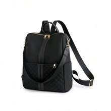 Einfaches und praktisches Design, Rucksack mit großem Fassungsvermögen, Tasche mit weichen Schulterpolstern, mehrere Tragemöglichkeiten, ideal für Pendeln und Einkaufen. - Schwarz - Übersicht 5