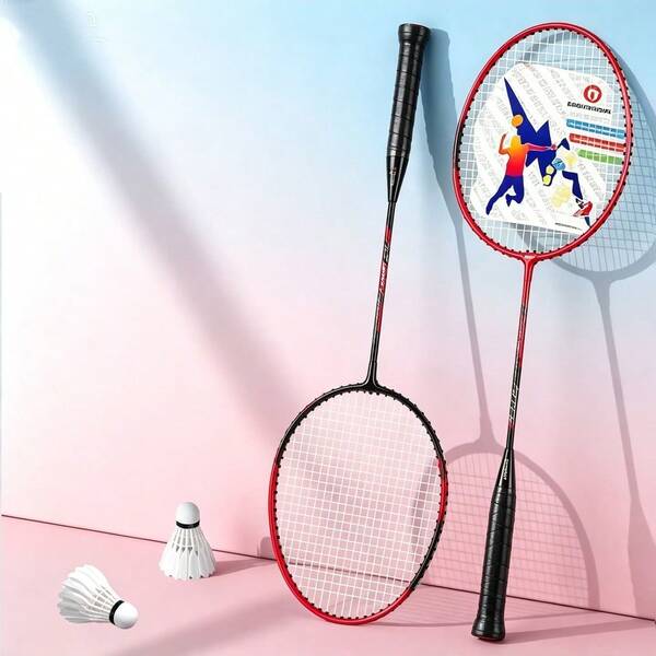 66CM Integrated Badminton Racket, Durable Offensive Training Racket For Adult Beginners, Outdoor Sports Leisure Racket With Dual-Color Storage Bag