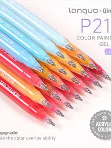 Languo 216 Farben (144 Acrylfarben + 72 Glitzerfarben) 72/54/36/24 Stücke Gelstift Set 1,0 mm feine Spitze Tagebuchstift PLUS bunte fluoreszierende Gelstifte Doodle handgezeichnete Zeitung Aquarellstifte große Kapazität starker 3D-Effekt - mehrfarbig - Übersicht 5