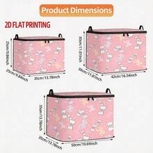 1pc Large Foldable Zipper Storage Box, 2D Cartoon Bow Pink Pattern Storage Box, High-End Style Element Print, Perfect For Travel, Bedding And Wardrobe Organization Solution,Bedroom Room Decor,Back To School - View 3