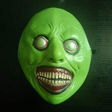 1pc Halloween Horror Mask - Smiling Little Devil White Demon Face, Durable Plastic, Perfect For Cosplay And Costume Accessories, Fun Accessory | Unique Design | Textured Finish - Multicolor - View 8