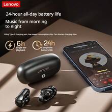 Lenovo EA400 夾耳式藍牙耳機，長效電池續航，ENC清晰通話，無線音樂耳機 - 黑色 - 查看 8
