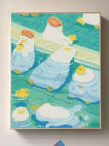 1 Set Frameless DIY Diamond Painting Kit - Bath Duck, Cross Stitch Diamond Art, Diamond Painting Craft For Wall Decor, Surprise Gift, Birthday And Other Holiday Gift - A - View 2