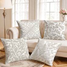 4pcs Nordic Style Plant Pattern Single-Sided Printed Pillow Covers/Cushion Covers, Multi-Scenario Atmosphere Decorative Pillow Covers Suitable For Living Room, Sofa, Bedroom, Pillow Inserts Not Included - Multicolor - View 9