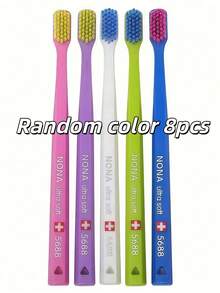 3pcs Pink Swiss Curaprox Ultra Soft Style Family Set, Meets Daily Oral Care Needs For The Whole Family, Practical And Cost-Effective Toothbrush Holder, Random Color, Small Head Design, Odorless, Gum Protection, Gentle And Non-Damaging To Teeth, Travel Set, Adult Manual Toothbrush Set, Gum Protection And Interdental Cleaning, Multi-Color Assorted Brushes - Multicolor - View 17