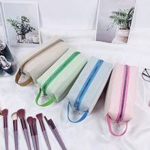 Personalized Embroidered Makeup Bag With Handle, Small Cosmetic Pouch For Girl, Custom Name Travel Toiletry Bag, Portable Storage Organizer Handbag, Compact Beauty Bag For Makeup, Skincare, Bathroom, Daily Carry And Travel Use - Multicolor - View 10