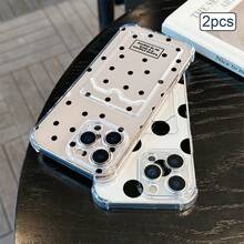2件裝波點印花卡槽手機殼 TPU 防震全包精準保護套 適用 Apple 11/12/13/14/15/16/17 Pro Max - 無色 - 查看 5