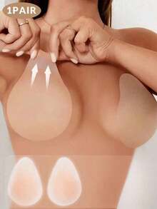 1 Pair Women's Silicone Breast Lift Pads: Ultra-Thin Solid Silicone Lift Pads, Invisible And Seamless, Used For Breast Lift And Sagging Prevention - Apricot - View 1