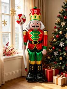 1PC Christmas Nutcracker Soldier Mylar Balloon Vintage Winter Floor Placement Decoration Festive Foil Balloon For Home Lobby Decor - Christmas - View 3