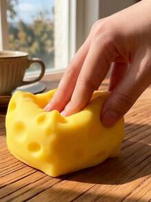 7CM Extra Large Square Realistic Cheese Squishy Toy – Slow Rising Adult Sensory Stress Relief & Anger Releasing Gadget, Super Soft & Stretchy Cheese Texture, Slow Rebound, Perfect For Office Relaxation & Emotional Release - Multicolor - View 7