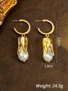 1 Pair Women's Fashion Jewelry Earrings, Luxurious Elegant High-End Versatile Faux Pearl Earrings Suitable For Daily Wear - Multicolor - View 2