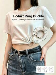 1/4pcs Multi-Size Metal O-Ring Buttons, T-Shirt Twist Fixing Rings, Shirt Hem Decorative Rings, Dress Waist Styling Buckles, Daily Clothing Modification Accessories - Multiple Colors - View 3