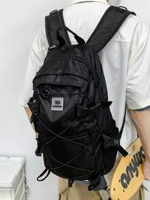 轻便户外登山背包，时尚撞色多口袋拉链学生书包，大容量抽绳旅行背包，户外露营背包，男士徒步运动防水旅行包，返校季假期必备，沙滩包，露营包，假日必备 - 彩色 - 查看 12