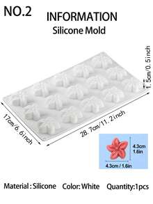 1pc Flower Shaped Silicone Mold, Mousse Cake Decoration, Chocolate Candy Mold, Baking Cake Mold - 白色 - 查看 4