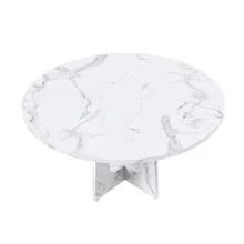 Modular Round Dining Table, 120 Cm Diameter And 76 Cm Height, Made Of MDF With Walnut Veneer, Comfortable Seating For 4 – Suitable For Dining Room, Kitchen, And Living Room - 白色 - 查看 6