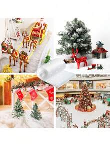 1pc Christmas Artificial Snow Blanket, Soft And Fluffy Faux Snow, Suitable For Christmas Tree Decoration, Christmas Village Decoration, Holiday Decoration, Christmas Table Runner - Multicolor - View 6