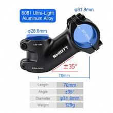 RMIOTT Bicycle Stem, Aluminum Alloy Mountain Bike Road Bike Handlebar Stem, 31.8*70/80/90/100/110mm Mountain Bike Accessories - Black - View 11