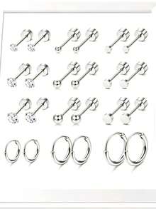 24 Pcs Hypoallergenic Stainless Steel Cartilage Earrings Gold Flat Back Studs Unisex Small Hoop Screw Studs Cartilage Helix Lobe Earring - Ear Stud - View 6