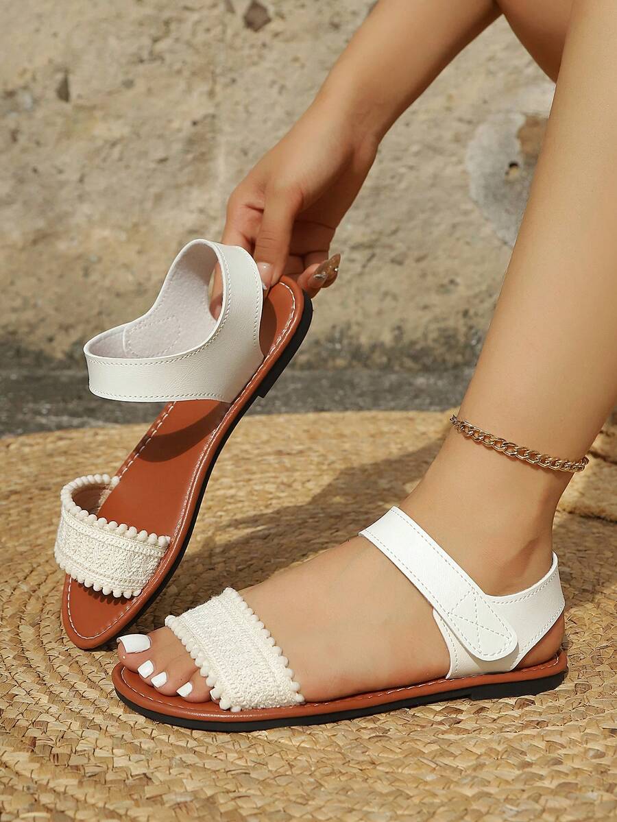 Women's Daily Versatile Fashion Flat Sandals - White - View 1