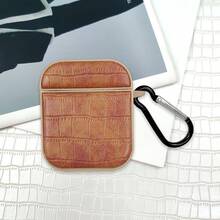 Compatible For AirPods 4 Pro 3 1/2/3 Light Brown Crocodile Pattern Oval Leather Strap With Hook - Brown - View 11