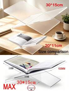 1pc X-Shaped Transparent Acrylic Bookstand, Reading Book Display Rack, Vinyl Record & Book Holder, Black & White Home Display Shelf, Suitable For Library, Can Hold Cookbooks, Music Records And Various Books, Also Can Be Used As Kitchen Countertop Decor Cookbook Storage Rack - Transparent - View 4